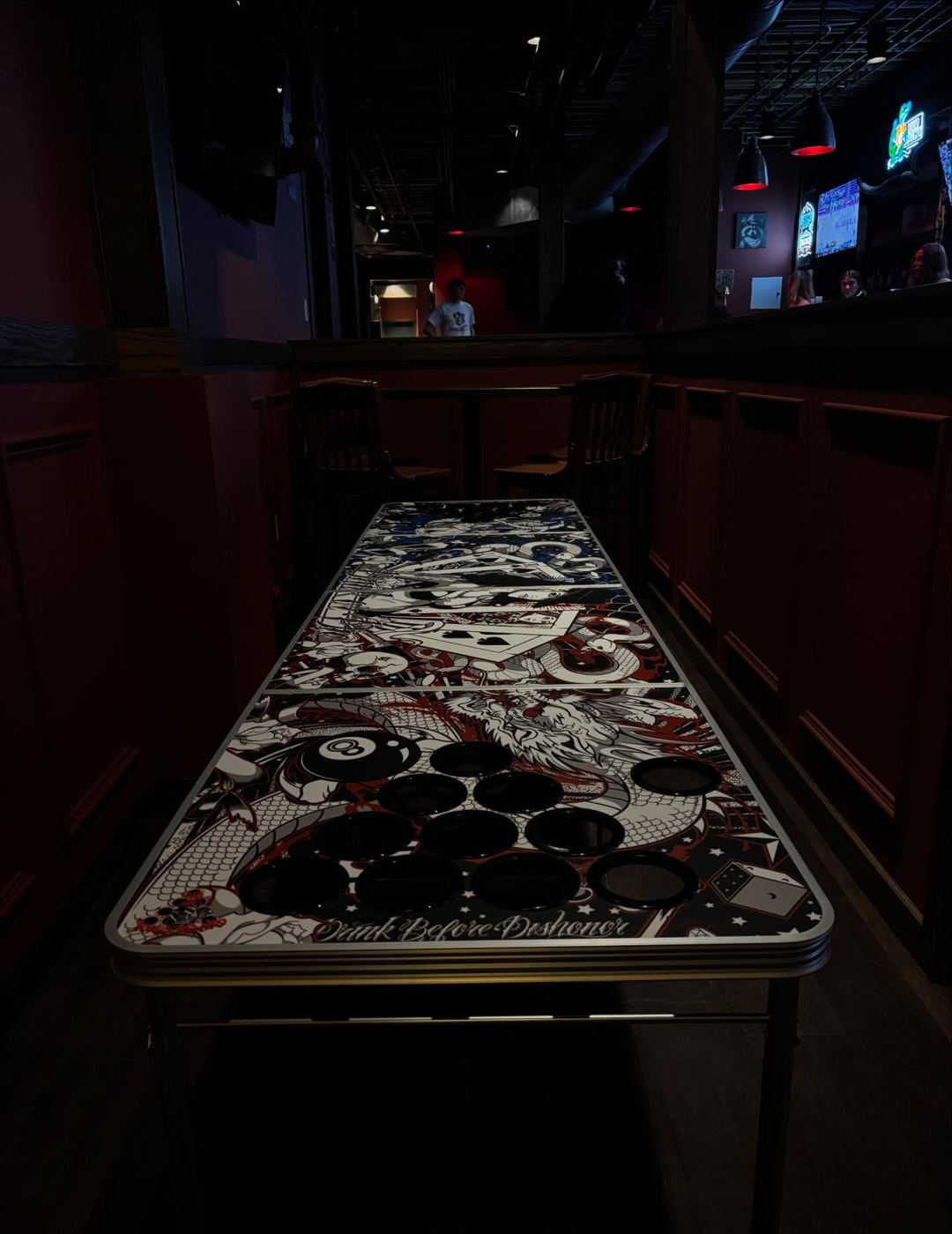 Cup pong table at Whoopi's
